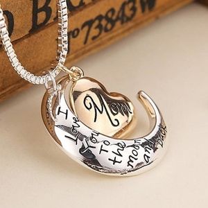 I love you to the Moon and Back Mom Pendant Neckla
